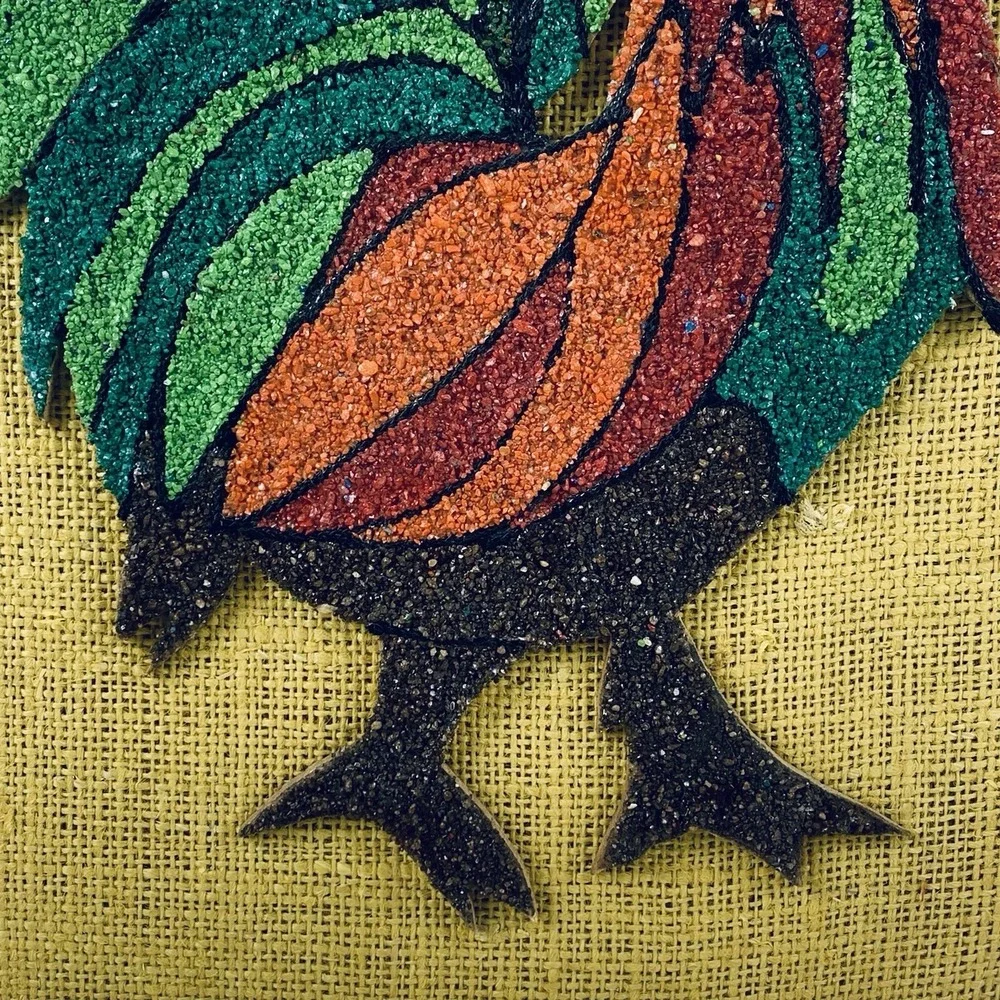Vintage MCM Rooster Gravel Wall Art Unique Retro Folk‎ Art Rock Barn Farm Unique